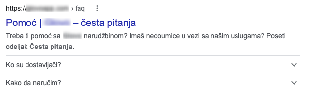 FAQ snippeti prikazuju odgovore na često postavljena pitanja na SERP-u